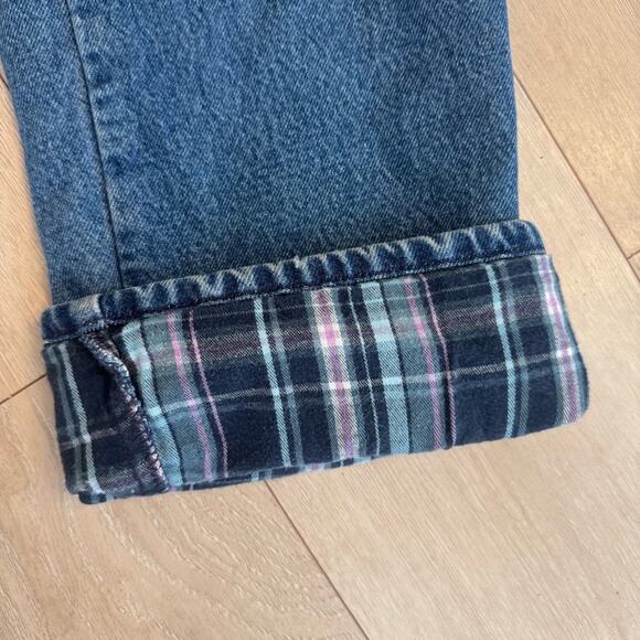 LL Bean Women’s Plaid Flannel Lined Mom Jeans Size 12 Outdoors Cabinwear Camping - Picture 5 of 9